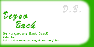 dezso back business card