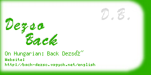 dezso back business card